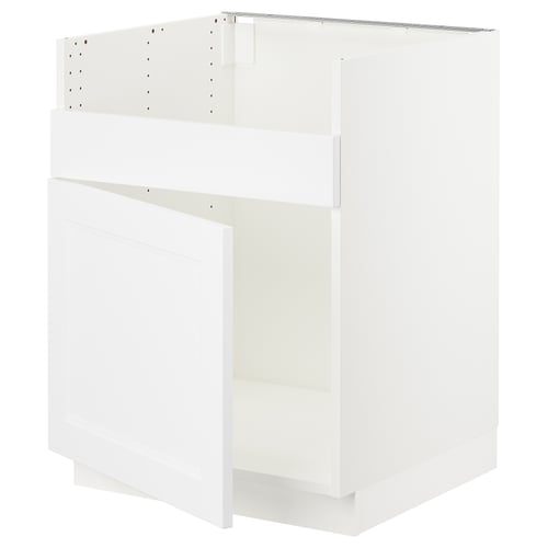 SEKTION Armoire inf pour évier 1 bac HAVSEN, blanc/Axstad blanc mat, 24x24x30 "