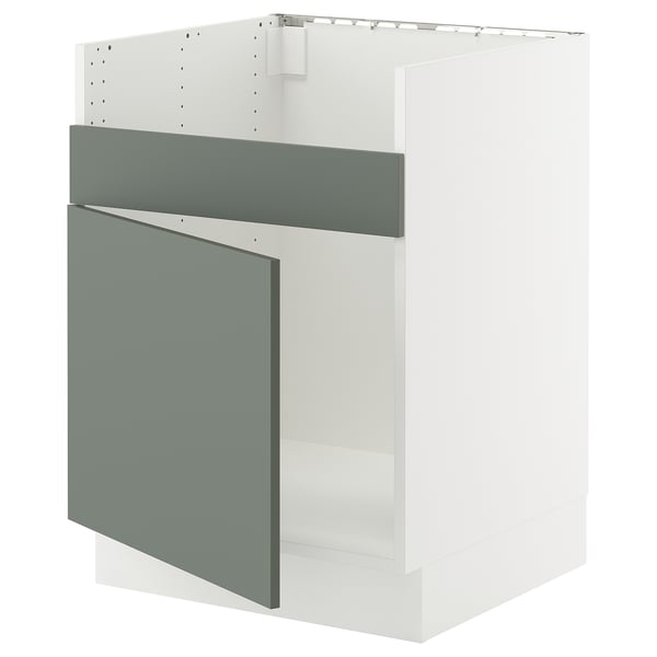 SEKTION Armoire inf pour évier 1 bac HAVSEN, blanc/Nickebo gris -vert mat, 24x24x30 "