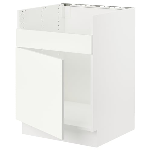 SEKTION Armoire inf pour évier 1 bac HAVSEN, blanc/Vallstena blanc, 24x24x30 "