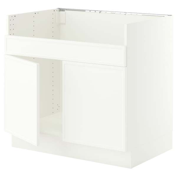 SEKTION Armoire inf pr évier 2 bacs HAVSEN, blanc/Aspudden blanc mat, 36x24x30 "