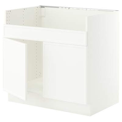 SEKTION Armoire inf pr évier 2 bacs HAVSEN, blanc/Aspudden blanc mat, 36x24x30 "