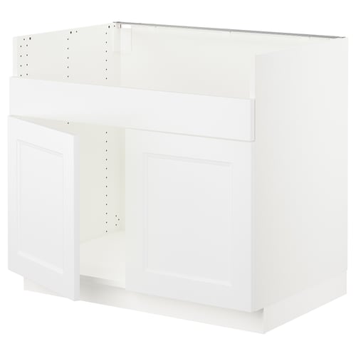 SEKTION Armoire inf pr évier 2 bacs HAVSEN, blanc/Axstad blanc mat, 36x24x30 "