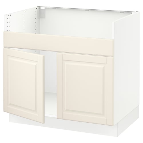 SEKTION Armoire inf pr évier 2 bacs HAVSEN, blanc/Bodbyn blanc cassé, 36x24x30 "