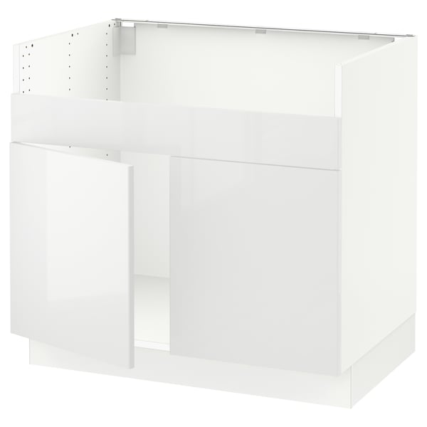 SEKTION Armoire inf pr évier 2 bacs HAVSEN, blanc/Ringhult blanc, 36x24x30 "