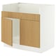 SEKTION Armoire inf pr évier 2 bacs HAVSEN, blanc/Sinarp chêne plaqué, 36x24x30 "