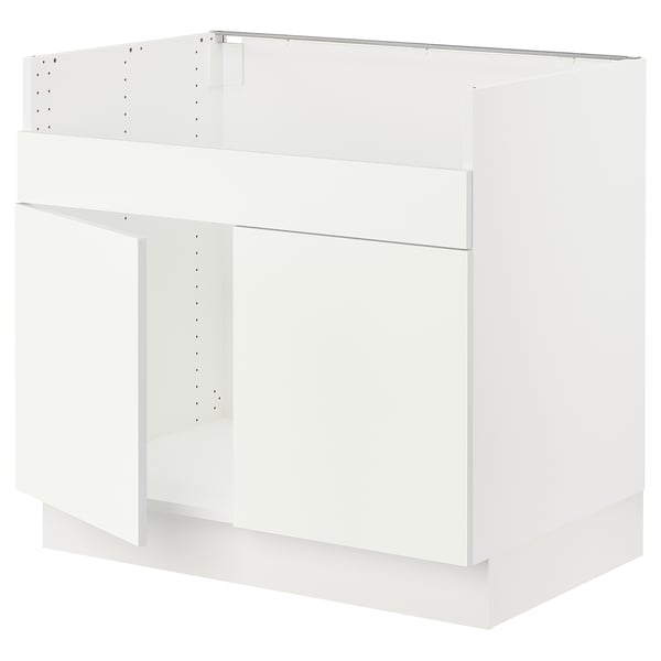 SEKTION Armoire inf pr évier 2 bacs HAVSEN, blanc/Vallstena blanc, 36x24x30 "