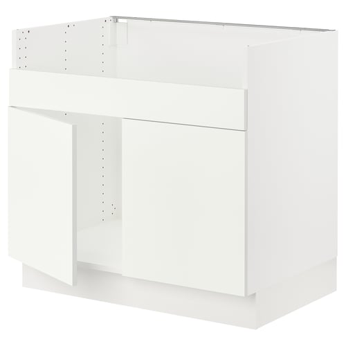 SEKTION Armoire inf pr évier 2 bacs HAVSEN, blanc/Vallstena blanc, 36x24x30 "