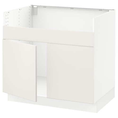SEKTION Armoire inf pr évier 2 bacs HAVSEN, blanc/Veddinge blanc, 36x24x30 "