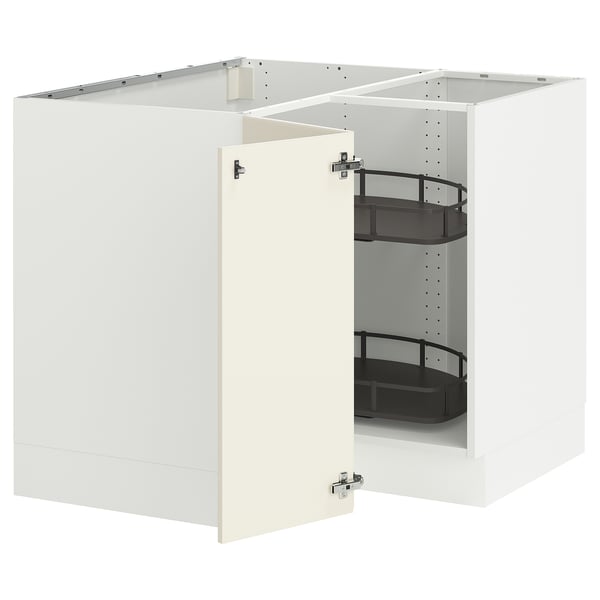 SEKTION Armoire inférieur angl+rgt pivotant, blanc/Bodbyn blanc cassé, 38x24x30 "