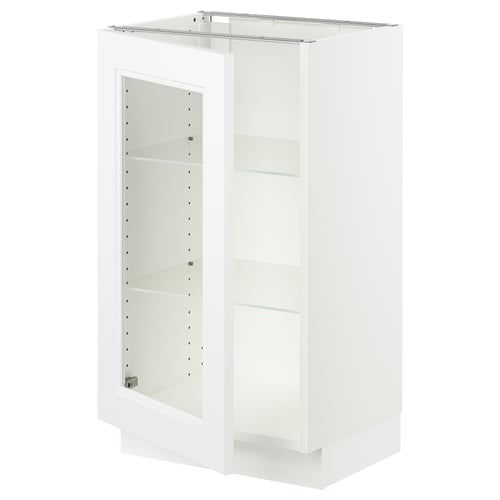 SEKTION Armoire inférieure av porte vitrée, blanc/Axstad blanc mat, 18x15x30 "
