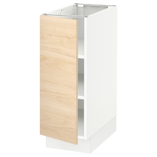 SEKTION Armoire inférieure avec tablettes, blanc/Askersund effet frêne clair, 12x24x30 "