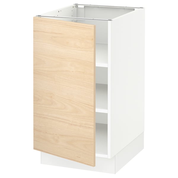 SEKTION Armoire inférieure avec tablettes, blanc/Askersund effet frêne clair, 18x24x30 "
