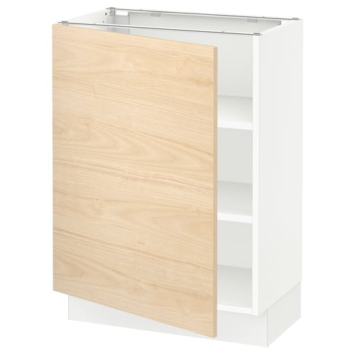 SEKTION Armoire inférieure avec tablettes, blanc/Askersund effet frêne clair, 24x15x30 "