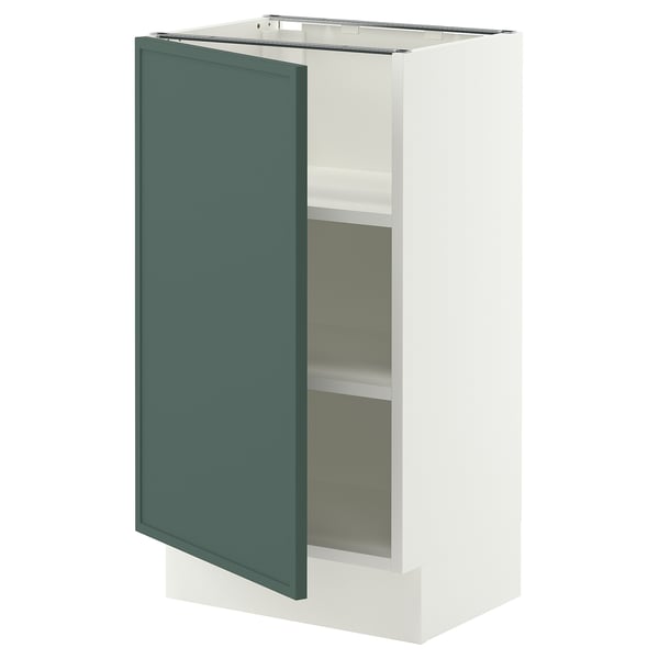 SEKTION Armoire inférieure avec tablettes, blanc/Aspudden gris-vert foncé, 18x15x30 "