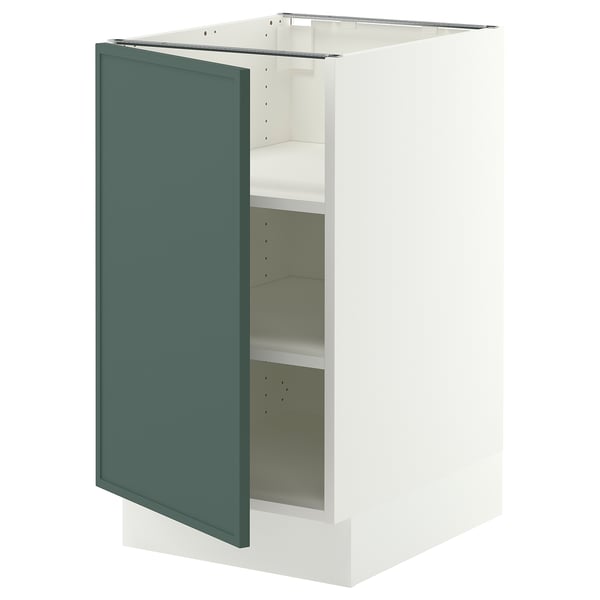 SEKTION Armoire inférieure avec tablettes, blanc/Aspudden gris-vert foncé, 18x24x30 "