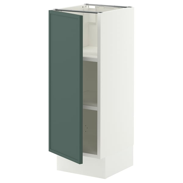 SEKTION Armoire inférieure avec tablettes, blanc/Aspudden gris-vert foncé, 12x15x30 "