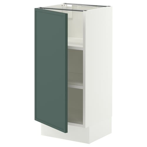 SEKTION Armoire inférieure avec tablettes, blanc/Aspudden gris-vert foncé, 15x15x30 "