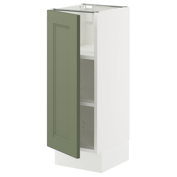 SEKTION Armoire inférieure avec tablettes, blanc/Axstad gris-vert, 12x15x30 "