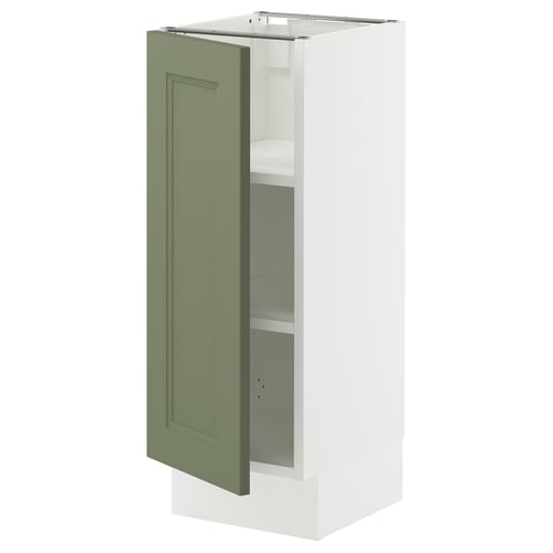SEKTION Armoire inférieure avec tablettes, blanc/Axstad gris-vert, 12x15x30 "