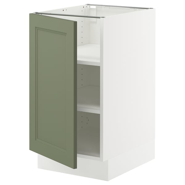 SEKTION Armoire inférieure avec tablettes, blanc/Axstad gris-vert, 18x24x30 "