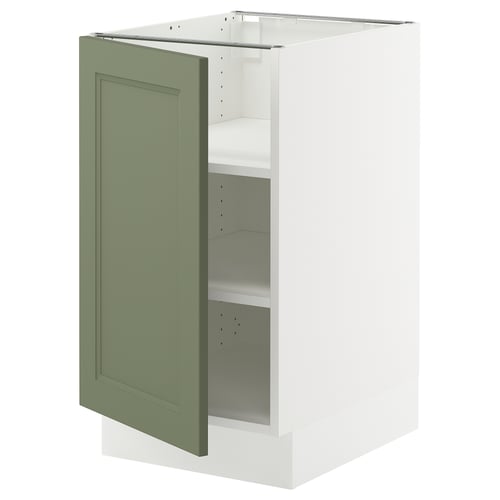 SEKTION Armoire inférieure avec tablettes, blanc/Axstad gris-vert, 18x24x30 "