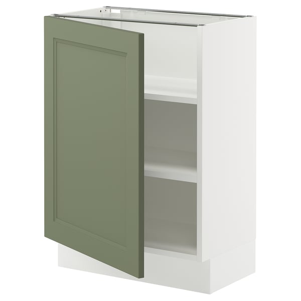 SEKTION Armoire inférieure avec tablettes, blanc/Axstad gris-vert, 24x15x30 "