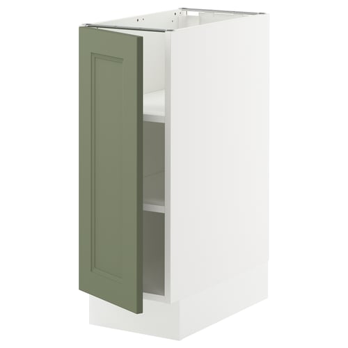 SEKTION Armoire inférieure avec tablettes, blanc/Axstad gris-vert, 12x24x30 "