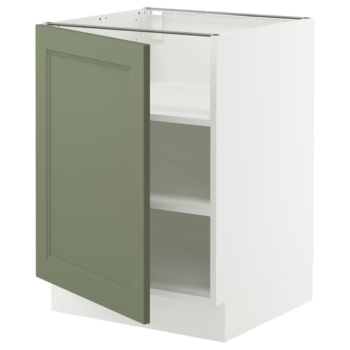 SEKTION Armoire inférieure avec tablettes, blanc/Axstad gris-vert, 24x24x30 "