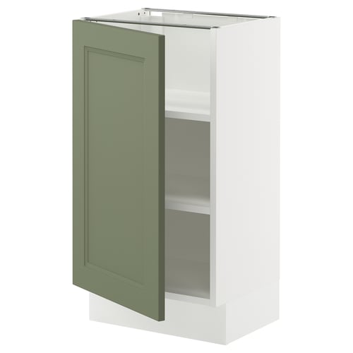 SEKTION Armoire inférieure avec tablettes, blanc/Axstad gris-vert, 18x15x30 "
