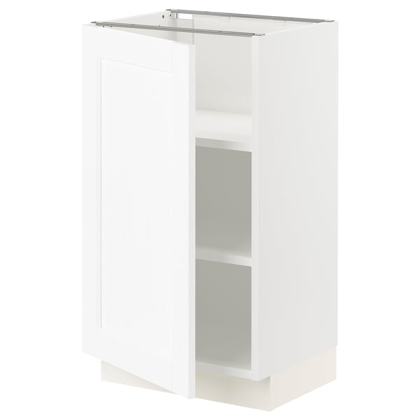 SEKTION Armoire inférieure avec tablettes, blanc Enköping/blanc effet bois, 18x15x30 "