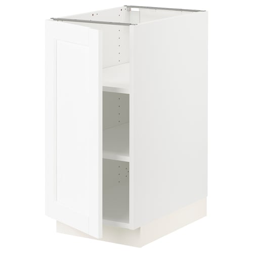 SEKTION Armoire inférieure avec tablettes, blanc Enköping/blanc effet bois, 15x24x30 "
