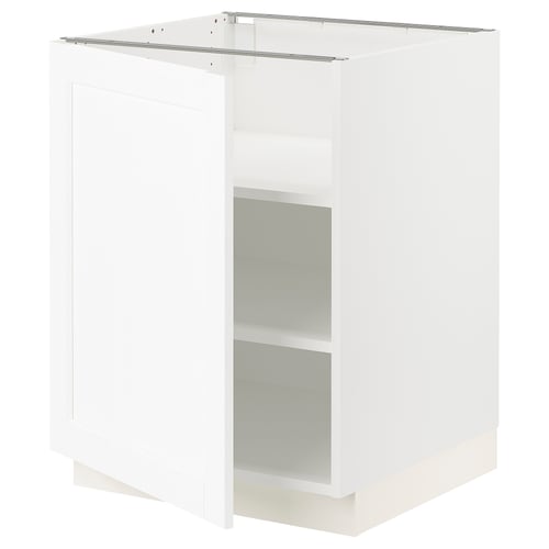 SEKTION Armoire inférieure avec tablettes, blanc Enköping/blanc effet bois, 24x24x30 "