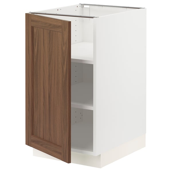 SEKTION Armoire inférieure avec tablettes, blanc Enköping/brun effet noyer, 18x24x30 "