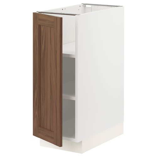 SEKTION Armoire inférieure avec tablettes, blanc Enköping/brun effet noyer, 12x24x30 "