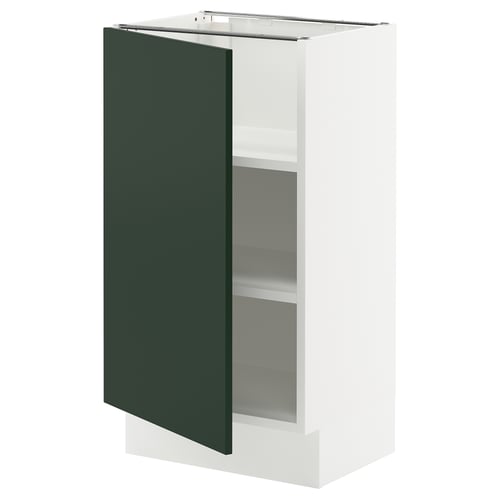 SEKTION Armoire inférieure avec tablettes, blanc/Havstorp vert profond, 18x15x30 "