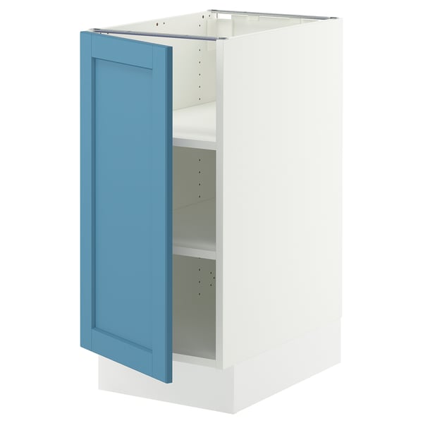 SEKTION Armoire inférieure avec tablettes, blanc/Lerhyttan bleu, 15x24x30 "