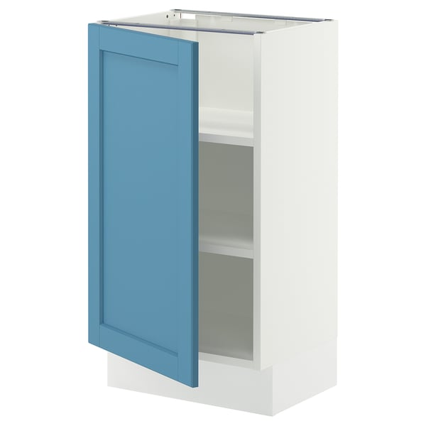 SEKTION Armoire inférieure avec tablettes, blanc/Lerhyttan bleu, 18x15x30 "
