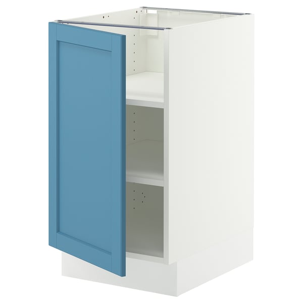 SEKTION Armoire inférieure avec tablettes, blanc/Lerhyttan bleu, 18x24x30 "