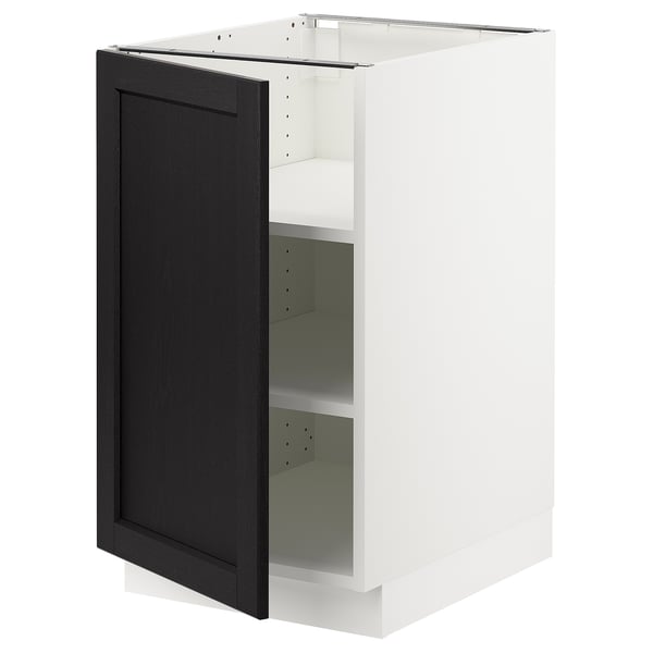 SEKTION Armoire inférieure avec tablettes, blanc/Lerhyttan teinté noir, 18x24x30 "