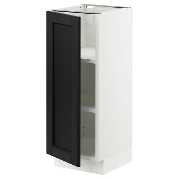 SEKTION Armoire inférieure avec tablettes, blanc/Lerhyttan teinté noir, 12x15x30 "