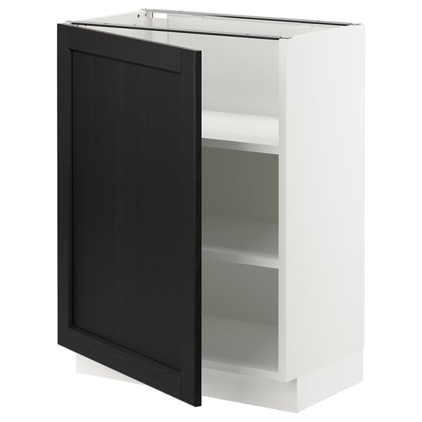 SEKTION Armoire inférieure avec tablettes, blanc/Lerhyttan teinté noir, 24x15x30 "