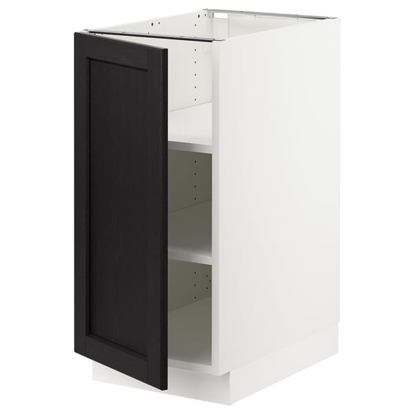 SEKTION Armoire inférieure avec tablettes, blanc/Lerhyttan teinté noir, 15x24x30 "