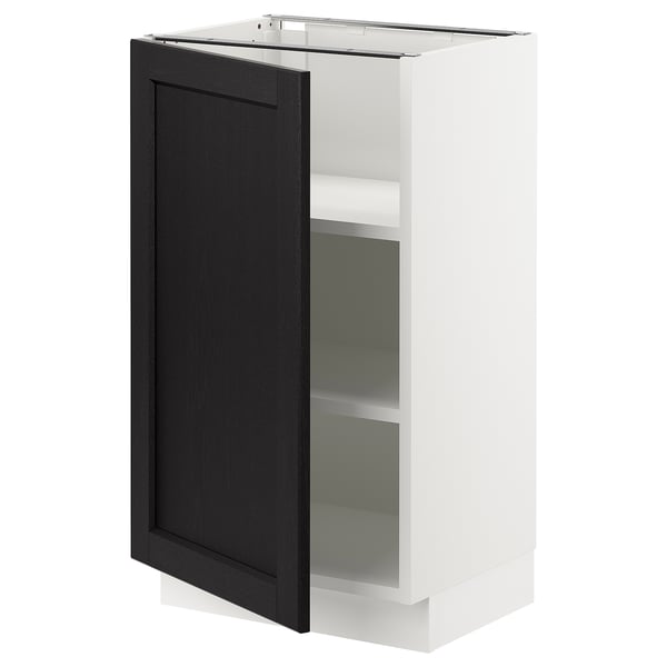 SEKTION Armoire inférieure avec tablettes, blanc/Lerhyttan teinté noir, 18x15x30 "