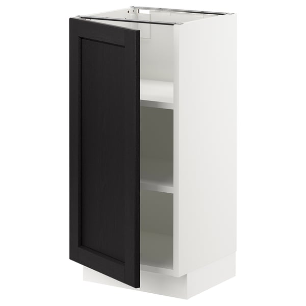 SEKTION Armoire inférieure avec tablettes, blanc/Lerhyttan teinté noir, 15x15x30 "