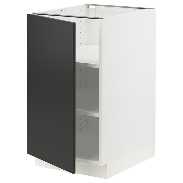 SEKTION Armoire inférieure avec tablettes, blanc/Nickebo anthracite mat, 18x24x30 "