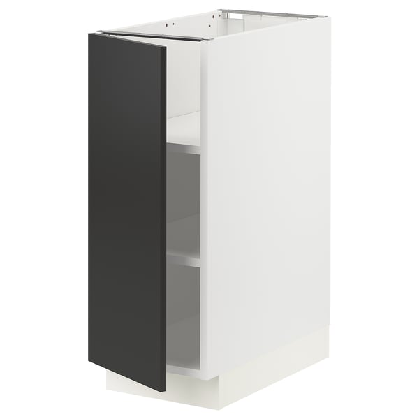 SEKTION Armoire inférieure avec tablettes, blanc/Nickebo anthracite mat, 12x24x30 "