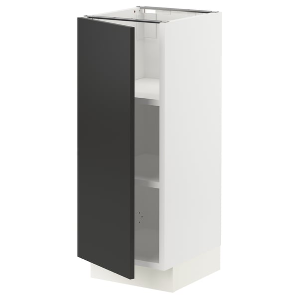SEKTION Armoire inférieure avec tablettes, blanc/Nickebo anthracite mat, 12x15x30 "