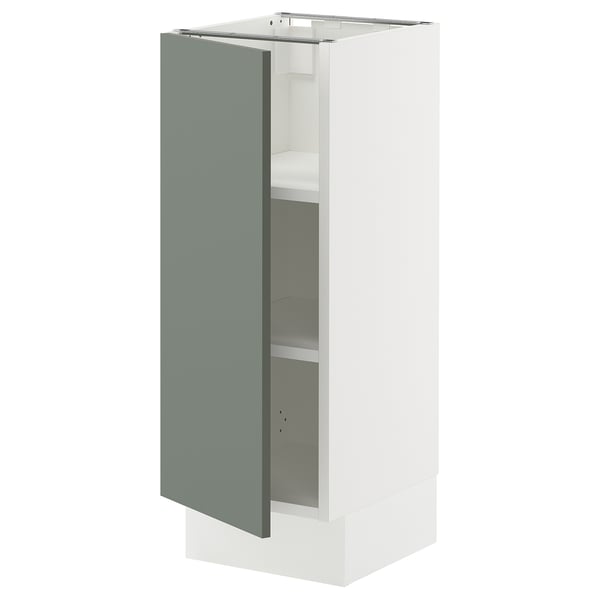 SEKTION Armoire inférieure avec tablettes, blanc/Nickebo gris -vert mat, 12x15x30 "