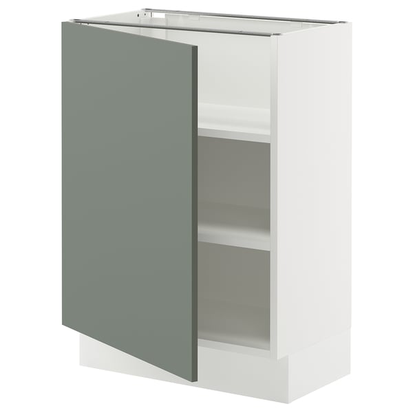 SEKTION Armoire inférieure avec tablettes, blanc/Nickebo gris -vert mat, 24x15x30 "