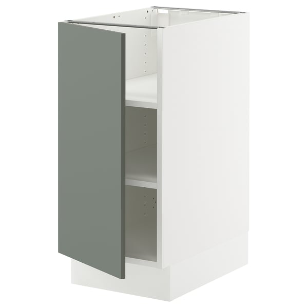 SEKTION Armoire inférieure avec tablettes, blanc/Nickebo gris -vert mat, 15x24x30 "